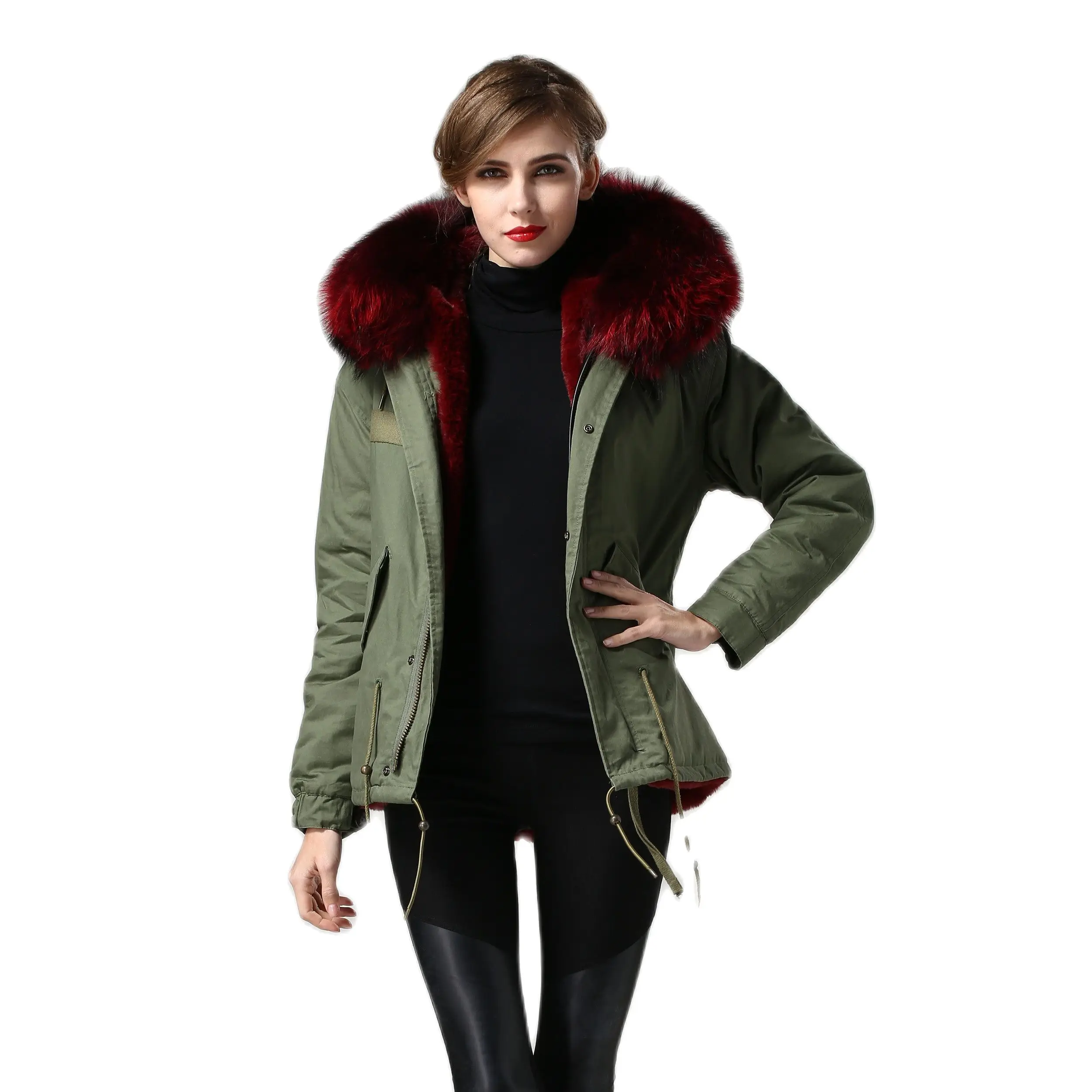 Red Fox Fur Lined Parka Women 