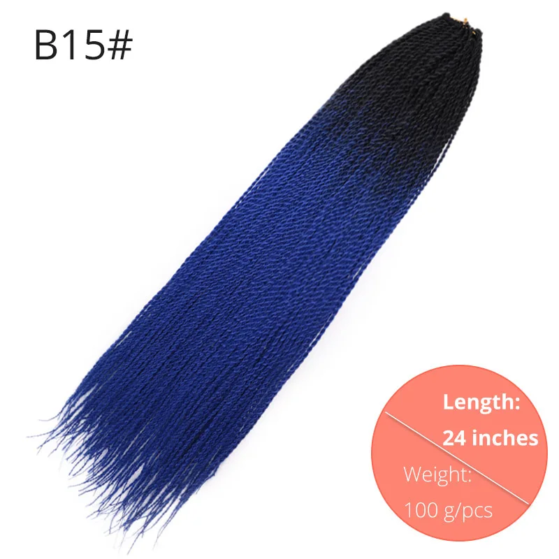 AISI BEAUTY 24inch Ombre Senegalese Twist Braiding Hair Crochet Braids Synthetic Crochet Hair Extensions Black Brown Women - Цвет: B15