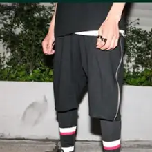 Новая мужская одежда стилист волос GD хип хоп боковой молнии с низкой промежностью брюки плюс размер костюмы 27-46