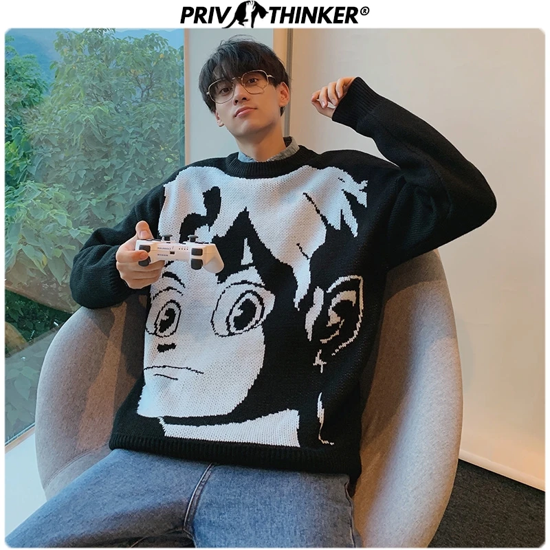 Privathinker, для мужчин и женщин,, осенние свитера с вышивкой, с рисунком, для пары, с круглым вырезом, модные пуловеры, топы, мужской вязаный свитер, одежда