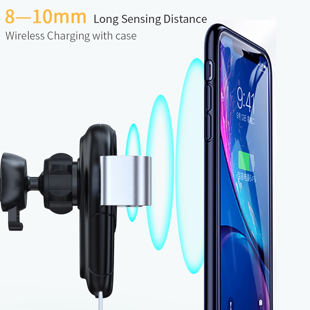 Essager 10W Car Mount Qi Wireless Charger For iPhone XS Max Xiaomi mi 9 Fast Wireless Charging Car Phone Holder For Samsung S10
