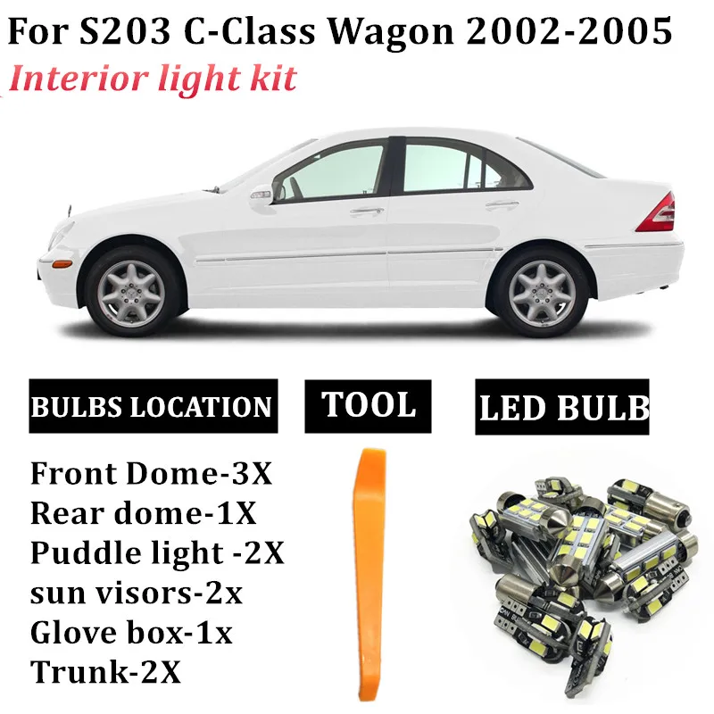 11x Canbus Car LED Light for Mercedes Benz S203 C-Class Wagon 2002-2005 C240 C320 Auto Interior Kit Dome Map Lights Bulb | Автомобили и