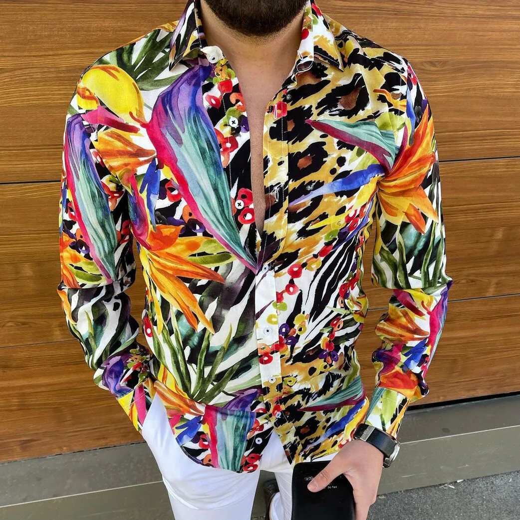 New printing Shirt Luxury Gold Yellow Leopard Clothing Men Loose Long Sleeve Chemise Tops Homme Social Men Club Prom Shirt M-3XL New printing Shirt Luxury Gold Yellow Leopard Clothing Men Loose Long Sleeve Chemise Tops Homme Social Men Club Prom Shirt M-3XL