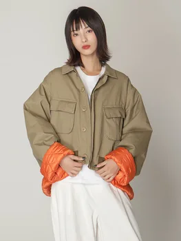 

winter jacket women front short back long tooling short woman jackets cotton womens winter jackets solid color winter jacket