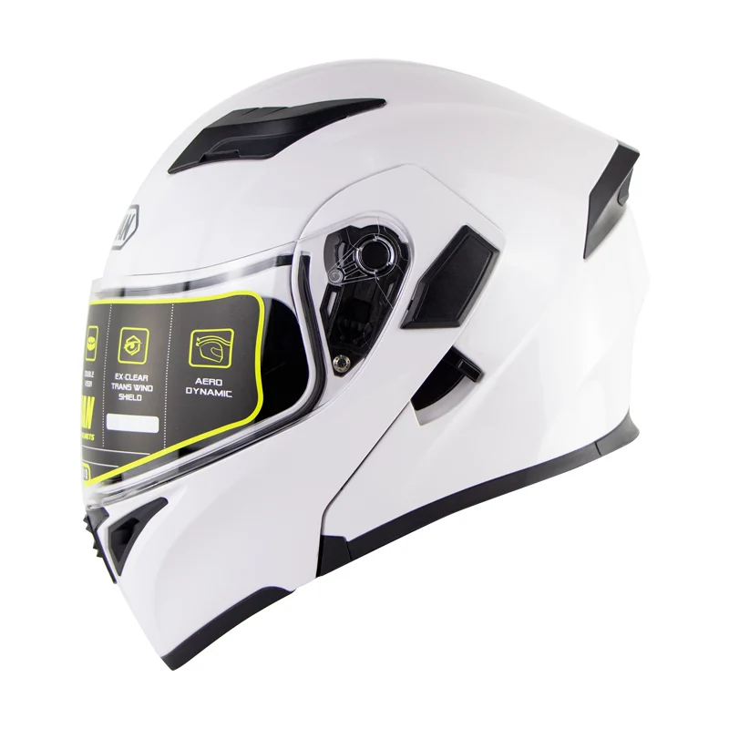 Viseira Capacete Полнолицевая емкость с двойным козырьком для руля моторного велосипеда Casco Patinete Capacetes мотоциклетный шлем - Цвет: Pearl White