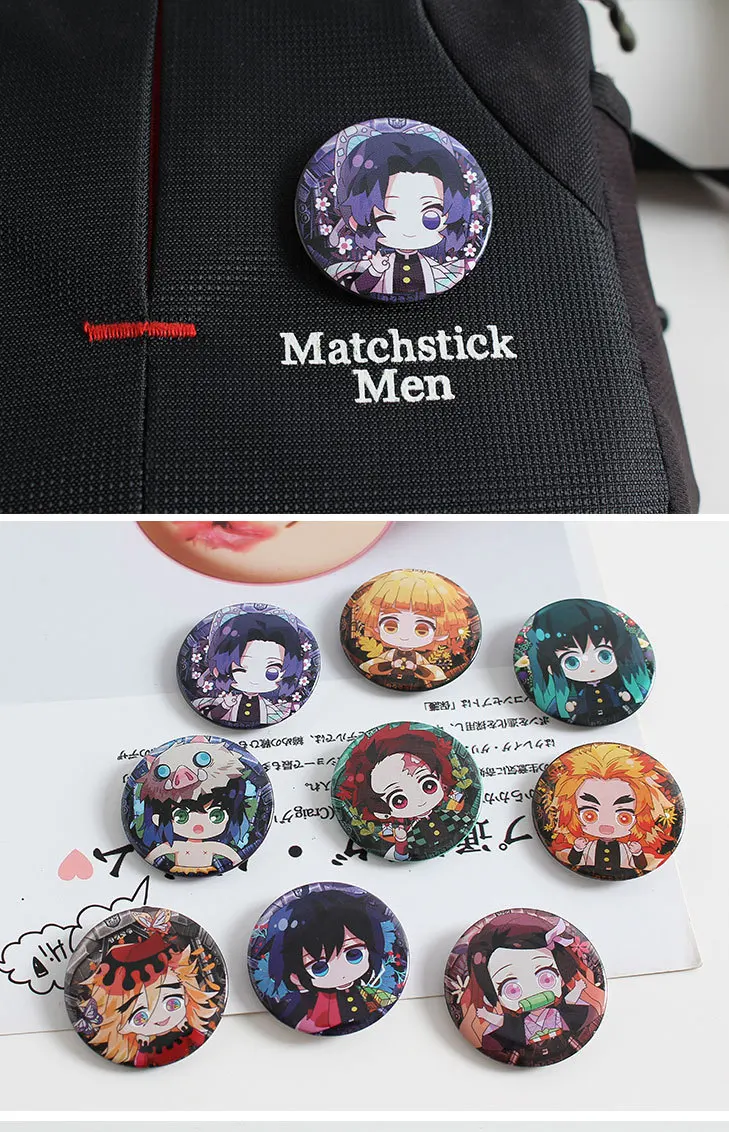 Anime Second element Q Version Badge Bar Butterfly Endure Tanjirou Fugang Yi Yong Shan Yi Yan Column Pendant Anime Peripheral