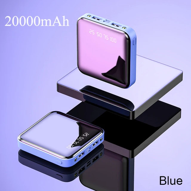 Blue 20000mAh 4500/10000/20000 мА/ч, Мощность банка для Xiaomi Iphone X Портативный Зарядное устройство Батарея банка Мини Тонкий Мощность Банк Внешний аккумулятор для смартфона - Цвет: Blue 20000mAh