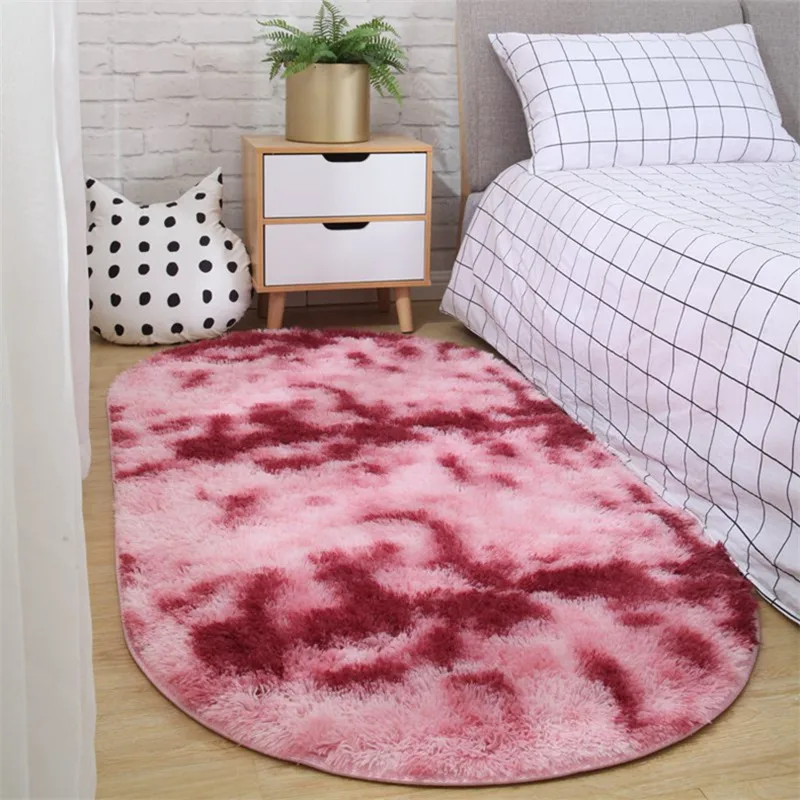 

Not lint not faded non-slip carpet Nordic bedroom oval bedside mat living room sofa coffee table rug room plush blanket