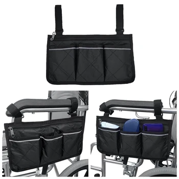 

Wheelchair Side Bag Reflective Wheelchair Storage Pouch Fits Bed Rail Scooters Walker Power Manual Electric Wheelchair