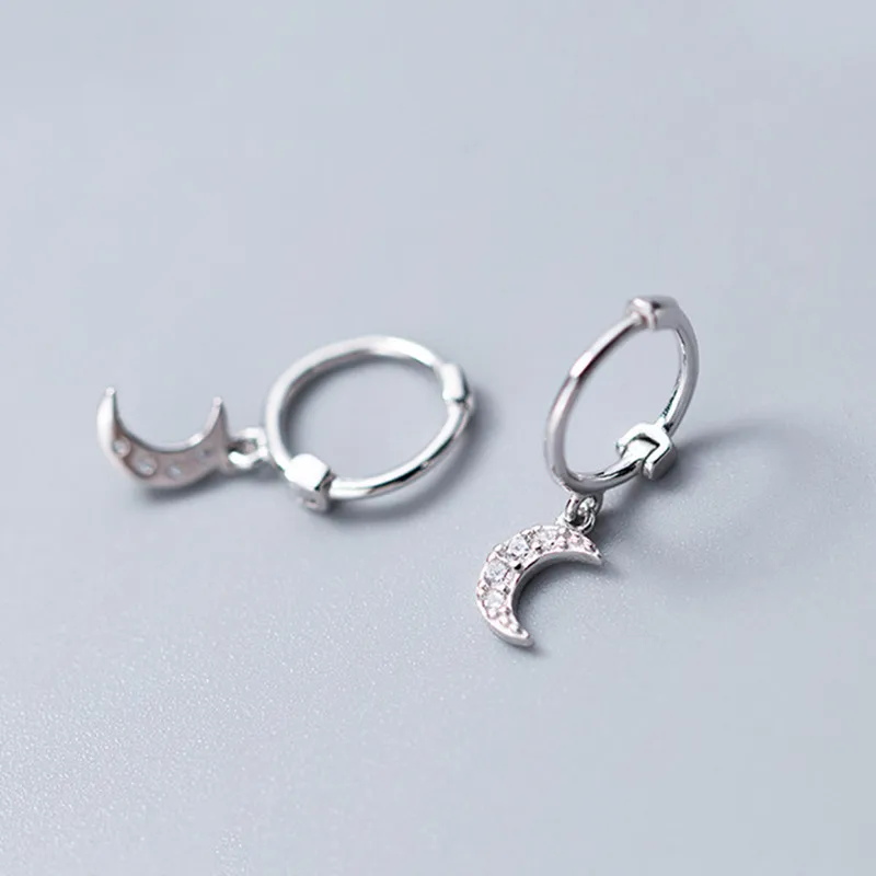 INZATT, настоящее 925 пробы, серебряные циркониевые лунные серьги-кольца для модных женщин, вечерние ювелирные украшения, милые минималистичные аксессуары, подарок