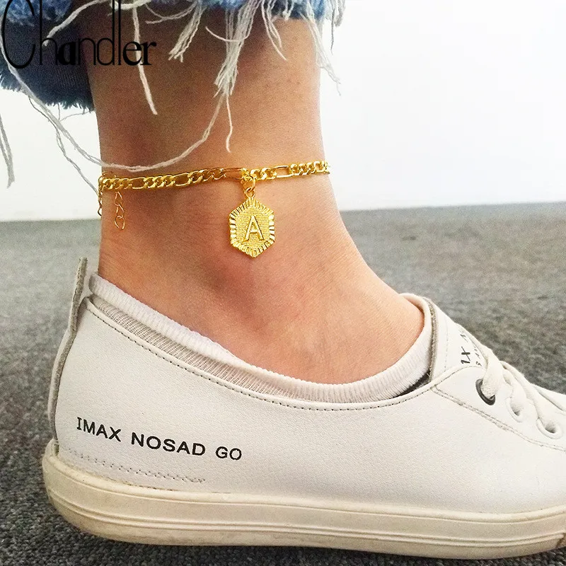 Chandler Letter A-Z Custom Alphabet Initial Anklets Women Boho Foot Jewelry Stainless Steel Foot Chain Letter Ankle Bracelet Chandler Letter A-Z Custom Alphabet Initial Anklets Women Boho Foot Jewelry Stainless Steel Foot Chain Letter Ankle Bracelet