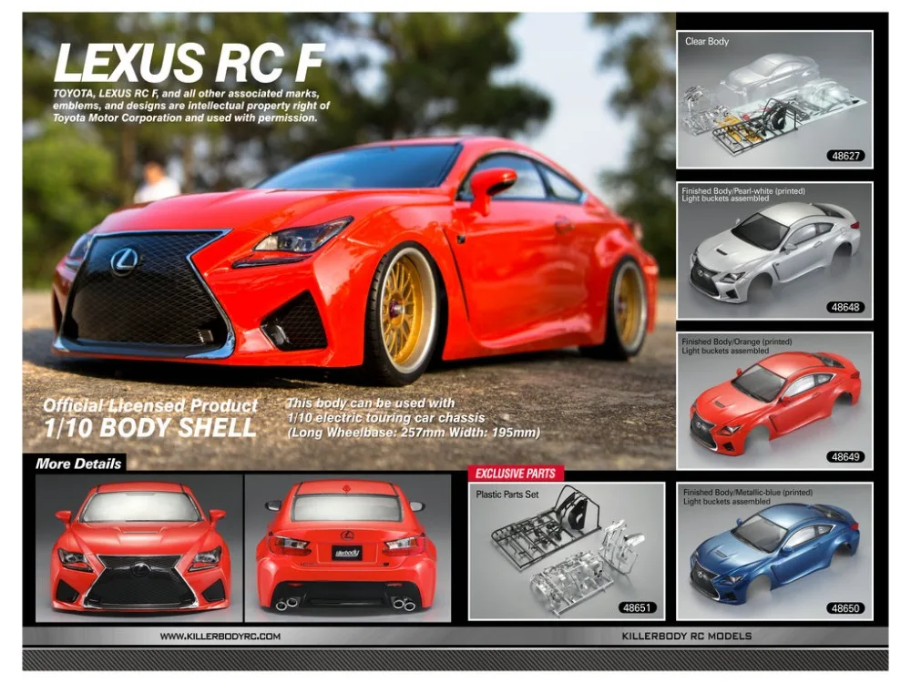 Killerbody 1:10 RC touring drift car lexus RCF корпус с колесной базой 257 мм подходит для timiya