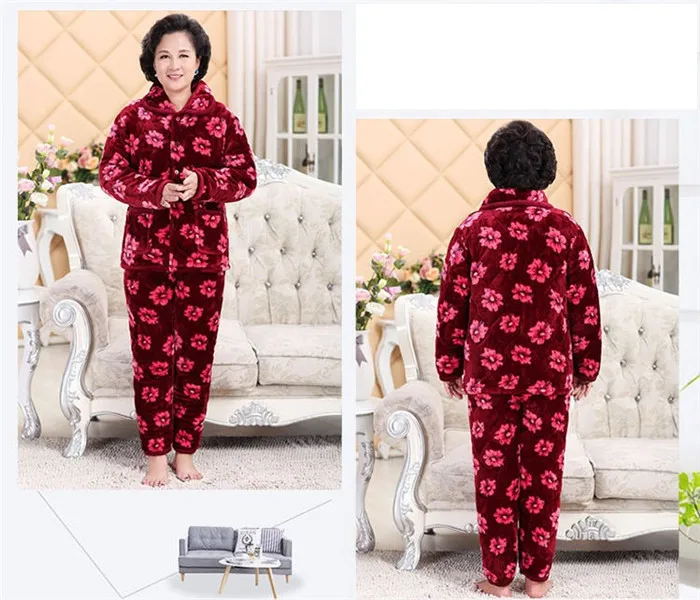 Middle-aged Pajamas Winter Warm Coat Suit Cotton Large Size  Multicolor Cotton Winter Pajamas Winter Home Service A923 silk pajamas for women