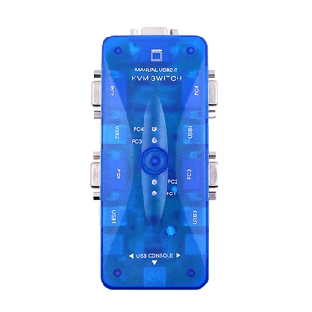 

4 Port Usb 2.0 Kvm Switch Switcher Switch 4-In-1-Out 1920x1440 Vga Svga Switch Splitter Box For Keyboard Mouse Monitor Adapter