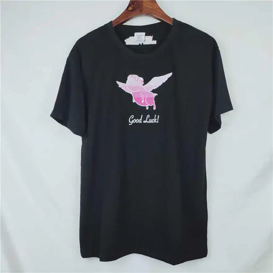 

Vetements T Shirt Streetwear Embroidery Vetements Top Tees Good Luck Cartoon Pig Vetements Tshirt