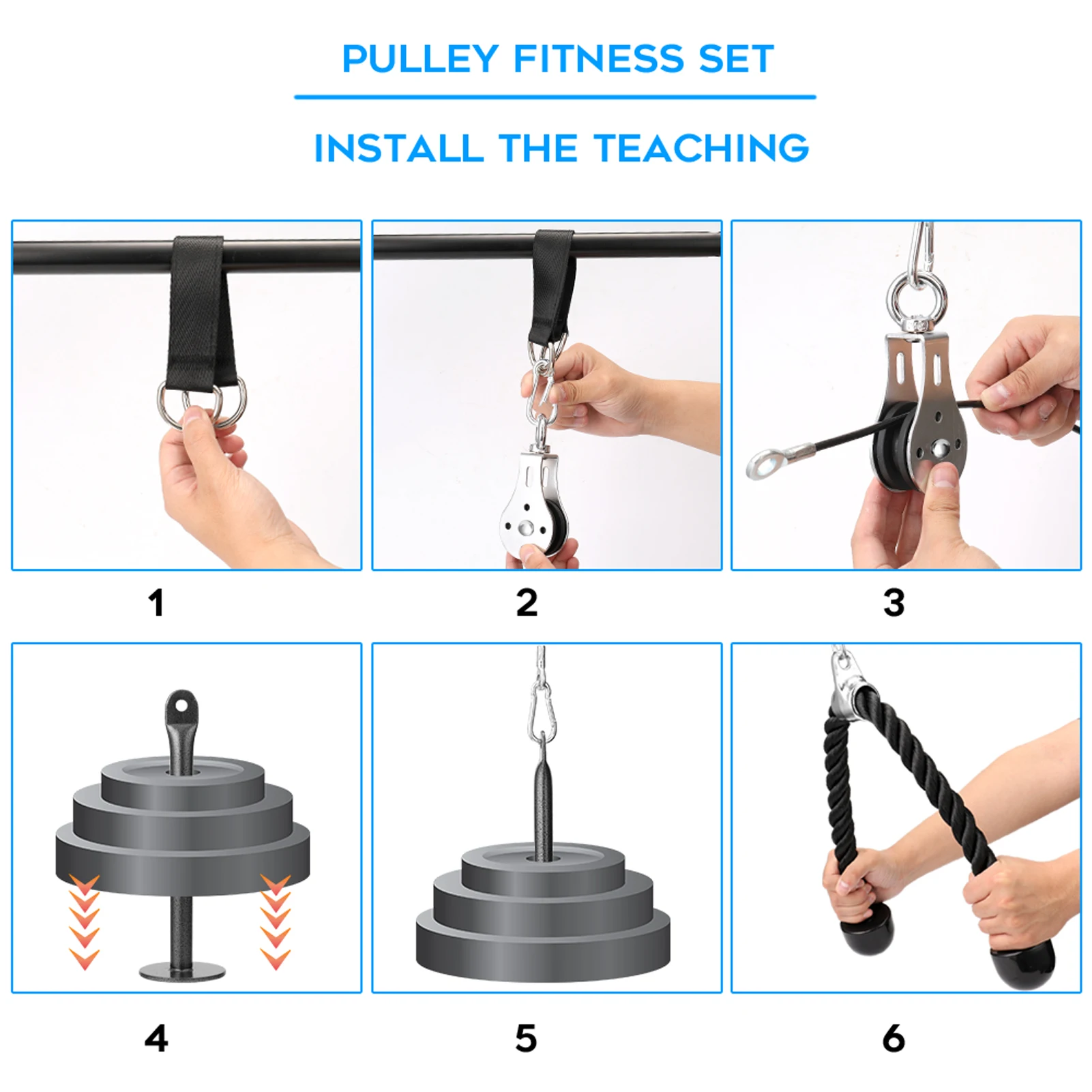 Bandas Elasticas Fitness Equipment DIY Pulley Cable Machine Attachment System Lifting Arm Biceps Triceps Blaster Hand Strength arm strength trainer hand wrist exerciser pull bar