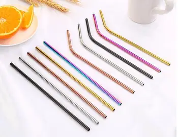 

1000pcs/lot Colorful 304 Stainless Steel Straws Reusable Drinking Straw High Quality Metal Straw 215mm*6mm Metal Drinking Straw