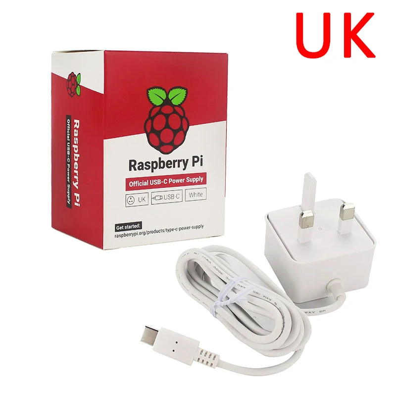UK Raspberry Pi 4 Официальный USB-C адаптер питания 5,1 В 3 А источник питания 1,5 м 18 AWG кабель зарядное устройство для Raspberry Pi 4 Модель B - Цвет: UK