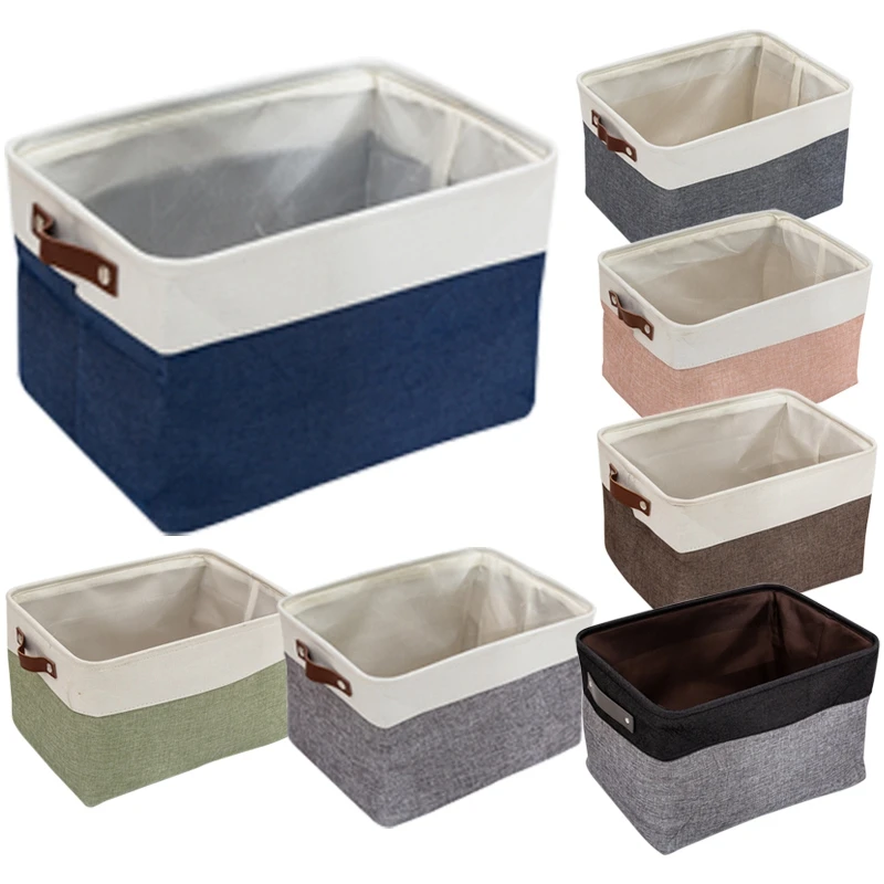 

3 Pack Foldable Storage Bin Rugged Canvas Fabric Cube Container with Handles Great for Organizing Closets