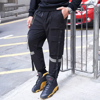 

Men's Casual Pants 2019 New Men's Autumn Ribbon Casual Pants Men's Loose Large Pocket Pants Size XXL-6XL