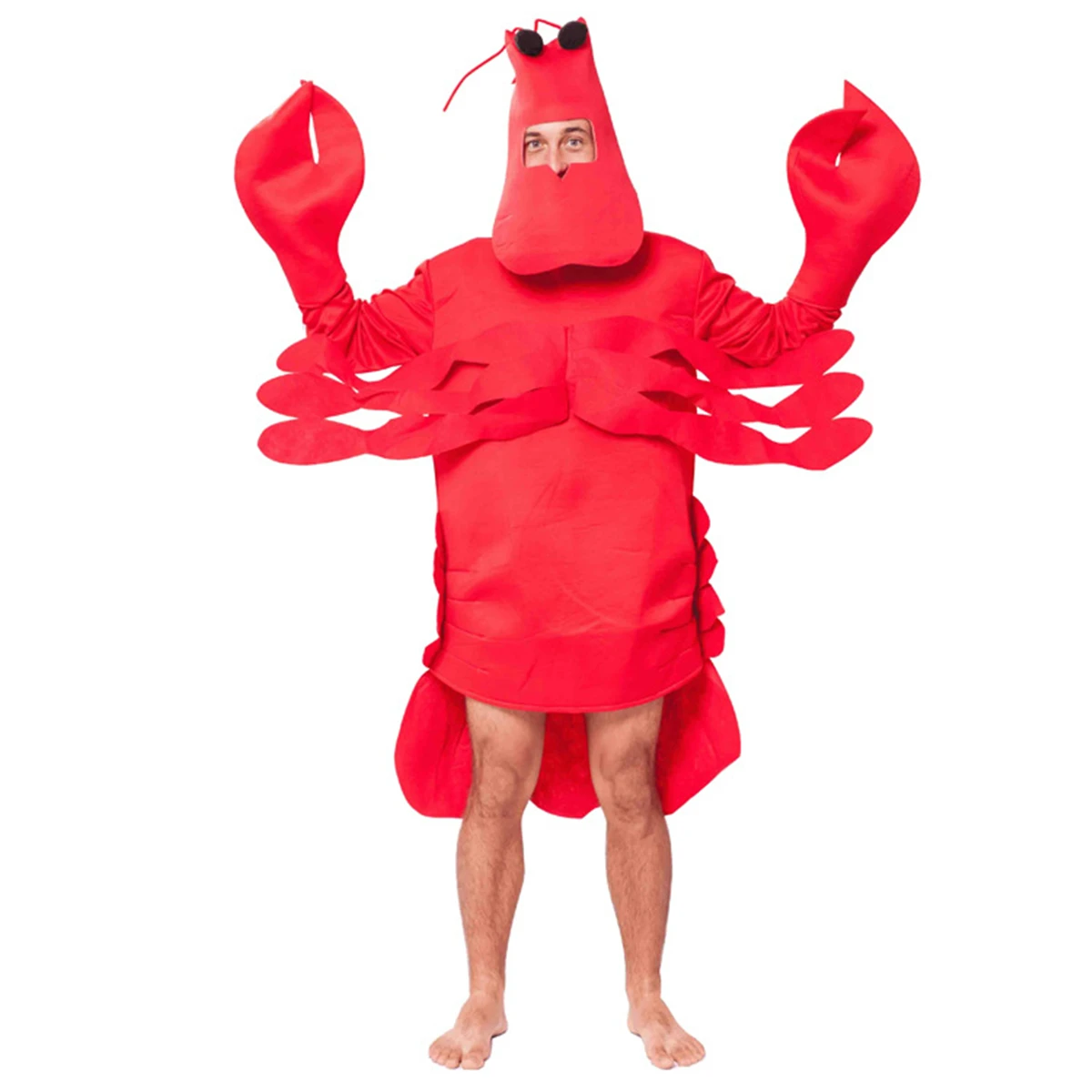 Best Halloween Funny Creative Novelty Adults Red Lobster Crab Jumpsuit Cosplay Party Stage Performance Costume Uniform for Mens Boys