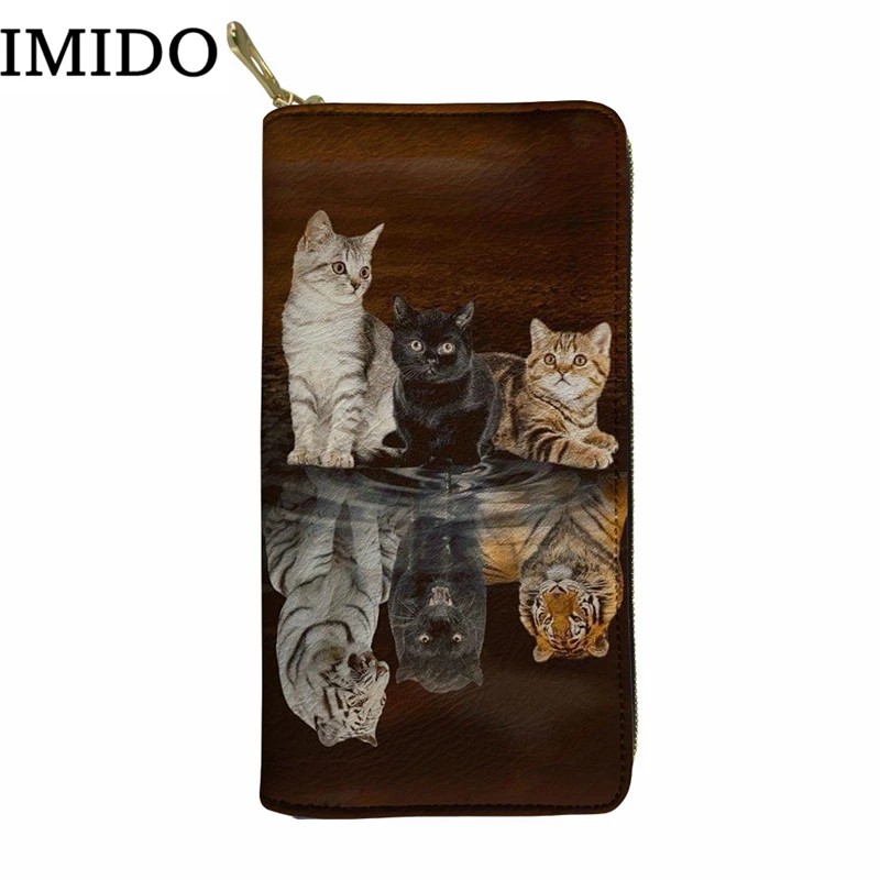 IMIDO уникальный женский длинный кожаный кошелек с изображением кота, тигра, кредитная карта, Женский кошелек, дизайнерский кошелек, женский клатч - Цвет: WLL343Z21