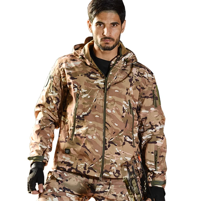 Outdoor Hiking Jacket+Shirts Soft Shell Outwear Windproof Windbreaker Military Shirt Tactical Fleece Jackets Hunting Clothes Set CP jacket