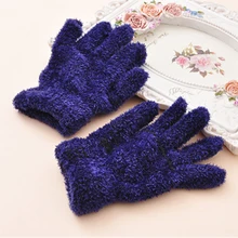 Зимние теплые детские перчатки, детские вязаные эластичные варежки, Детские однотонные перчатки для девочек, перчатки на полный палец, Вязаные Случайные перчатки для мальчиков