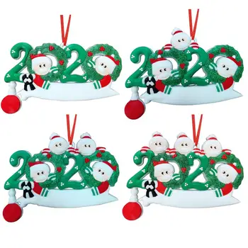 

10pcs 2020 Quarantine Christmas Ornamnet Personalized Survived Family Santa Claus DIY Name Pendant New Year Home Decoration