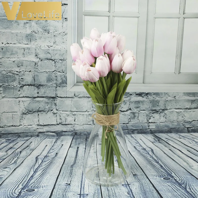 light pink 10 шт. искусственные тюльпаны цветы PE Роза декор лаванды цвета орех и хвост латекса для Свадебная вечеринка Декор, свадебный букет - Цвет: light pink