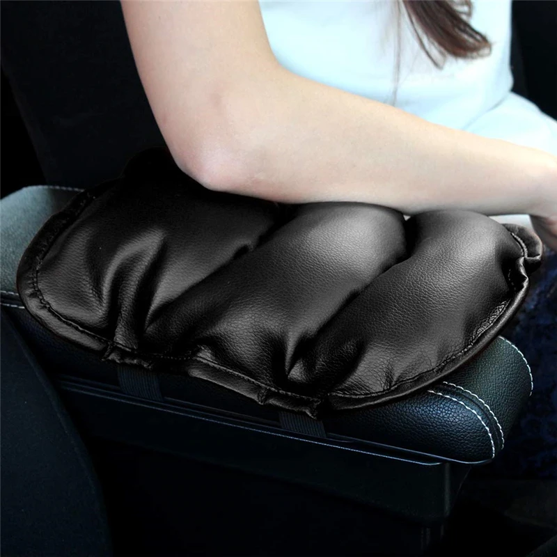 

Universal Car Armrest Cushion Pad Console PU Leather Car Seat Cover Auto Center Arm Rest Console Box Protective Mat Black