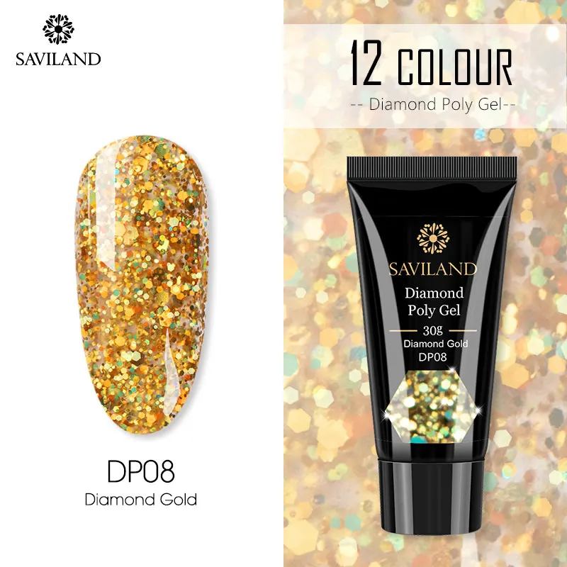 SAVILAND Colors Diamond Poly Gel Soak Off UV Builder Gel Glitter Gel Lacquer Camouflage Fast Nail Extension Poly Gel Art Design - Цвет: 30ml DP08