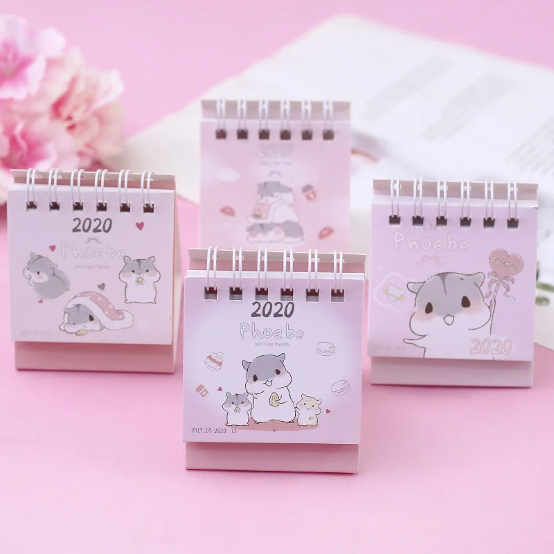 

2020 Cute Hamster and Friends Calendar DIY Portable Mini Desk Calendars Daily Schedule Planner 2019.09-2020.12