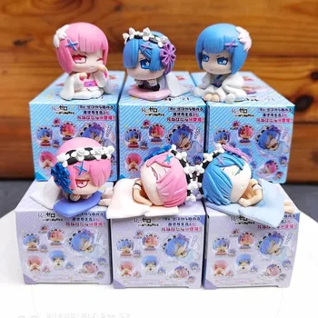 

Anime Re: Life In A Different World From Zero Sleeping Version 6pcs/set Ram Rem Mini Action PVC Figure Toys Brinquedos 4CM