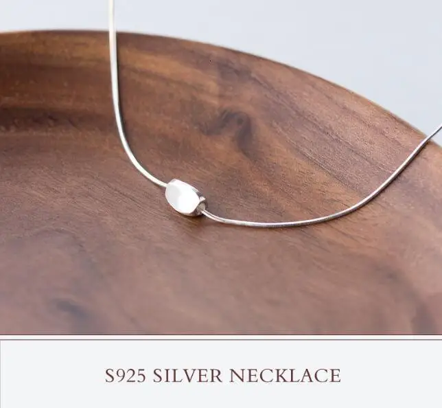 Lucky 1pc Bean Pendant Necklace with Snakebone Chain Real. 925 Sterling Silver Fine Jewelry GTLX1584