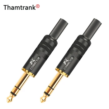 

10pcs1/4" 6.35mm Jack Microphone plug 6.35mm stereo Male plug Assembly wire Connector Smoothly plating Audio speaker with spring