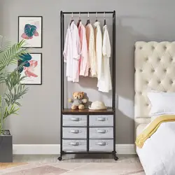 Perchero de almacenamiento multifunción para armario, colgador Simple movible con placa Floral marrón, de seis rejillas, para dormitorio y sala de estar, HWC
