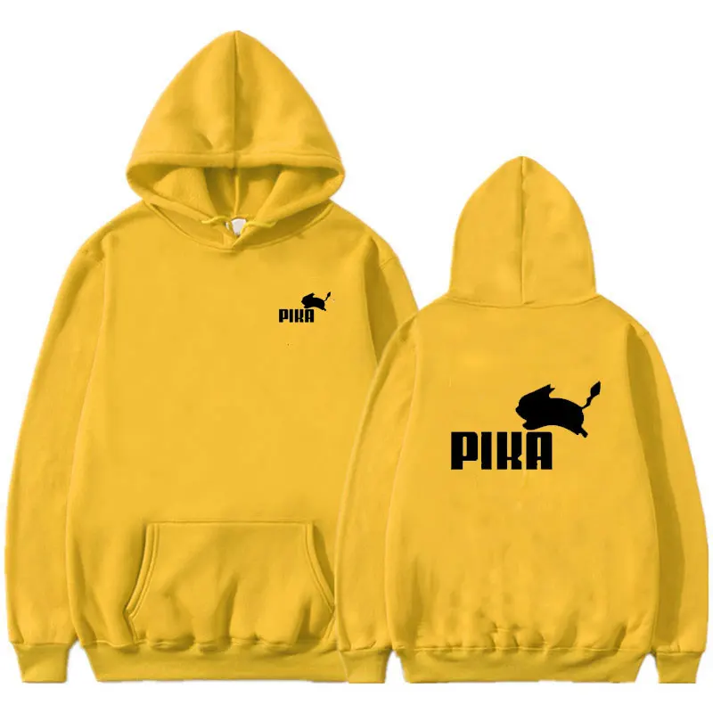 

2020 New Pika Print Print Fleece Hoodies Sweatshirts Streetwear Men Hip Hop Pullover Hooded Male Harajuku Jumper off white