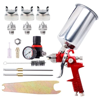 

1.4mm 1.7 2.5mm Nozzle HVLP Air Feed Spray Gun Kit Car Paint Primer Clearcoat US