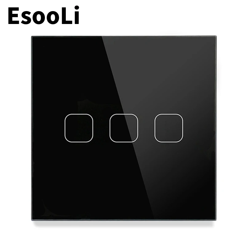 EsooLi черный 3 банды 1 способ ЕС/Великобритания Стандартный Выключатель света