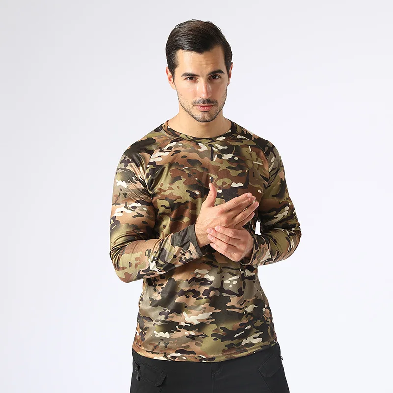 15colors Multicam Camo Army Shirts Spring Tactical Camouflage Long Sleeve T Shirts Men Military Quick Dry O Neck Combat T Shirt