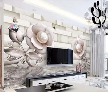 

CJSIR Custom Wallpaper 3d Rose Water Wave Reflection TV Background Wall Home Decoration Background Walls Mural 3d Wallpaper
