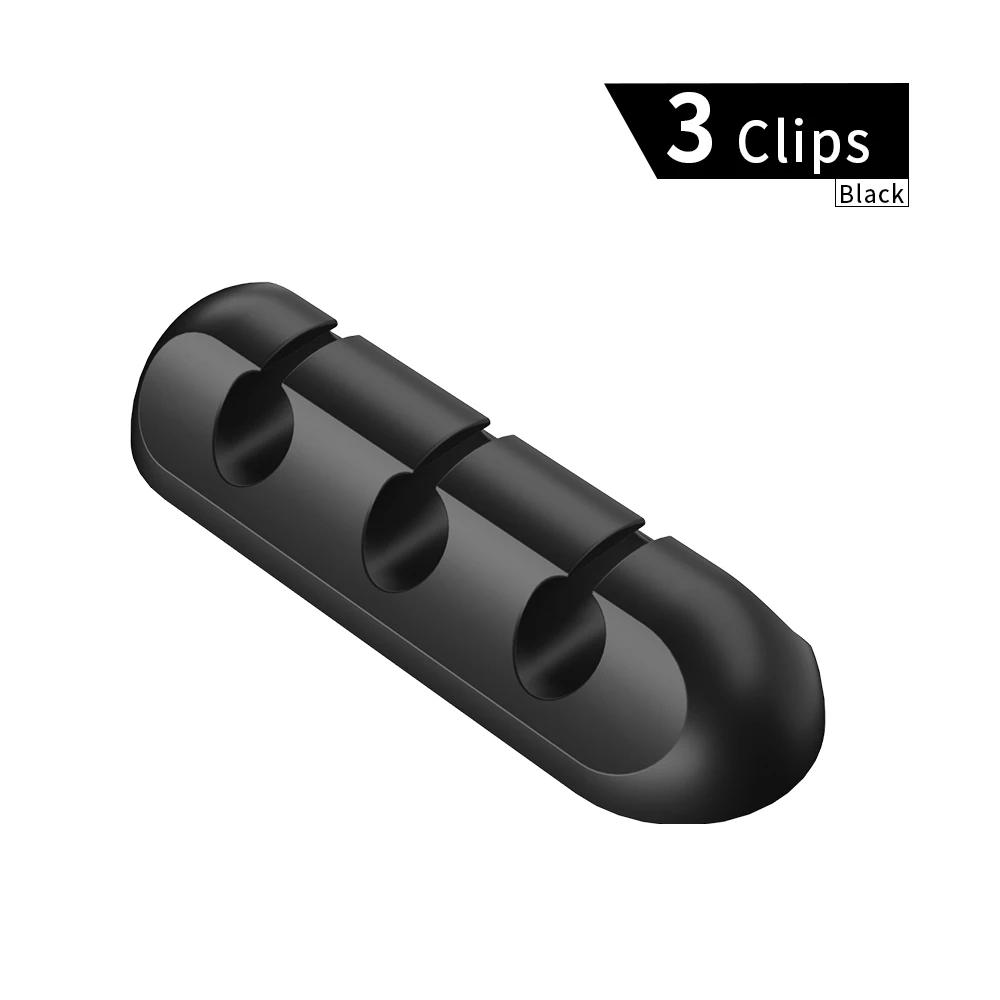 Essager Кабельный органайзер USB держатель для кабеля мышь наушники зарядное устройство для наушников шнур протектор стол зажим для намотки кабель управления - Цвет: 3 clips  Black