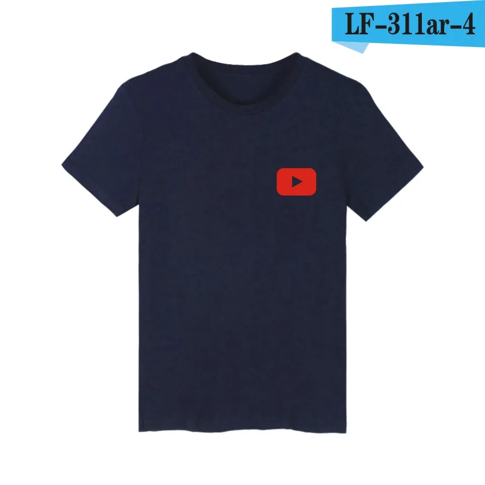 navy blue shirt Забавная футболка с логотипом Youtube, хлопковая Футболка с черно-белым принтом, Мужская/женская футболка, футболка, Топы, Youtube, простая Рабочая одежда - Цвет: navy blue shirt