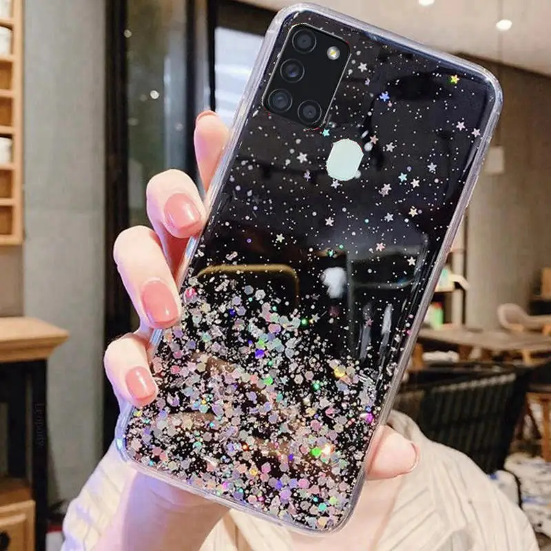 Glitter Phone Case For Samsung galaxy A21S Case Bling Glitter Soft