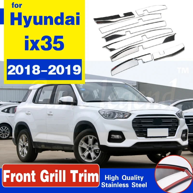 

For Hyundai ix35 2018 2019 Front Head Center Grille Lid Mesh Grill Bumper Cover Frame Molding Trims Stainless Steel Accessories