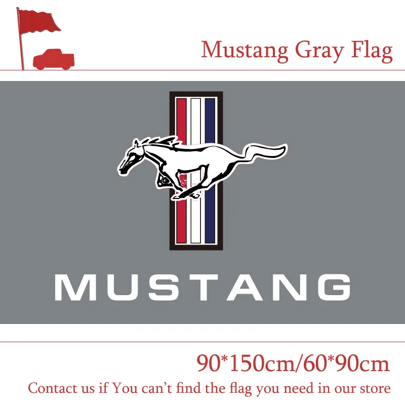 

Free shipping 90x150cm 60*90cm Mustang Gray Flag Car Banner Race Racing Decoration For Home Office Party