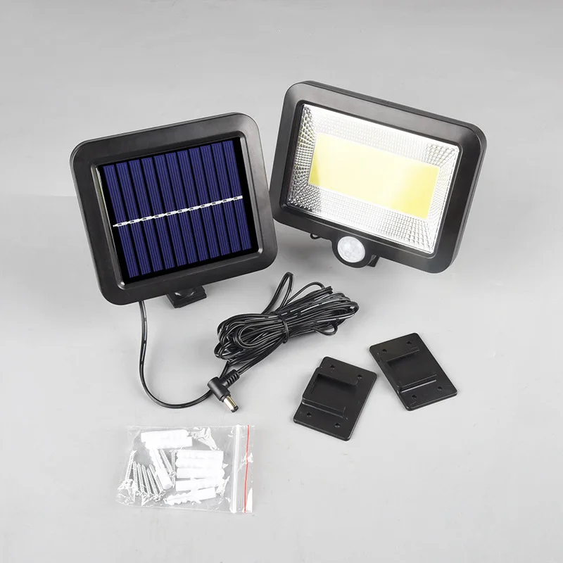 100 светодиодный светильник на солнечной батарее, уличный солнечный светильник с питанием от солнца, 3 режима, PIR датчик движения для украшения сада, настенный уличный 2835 SMD - Испускаемый цвет: COB led
