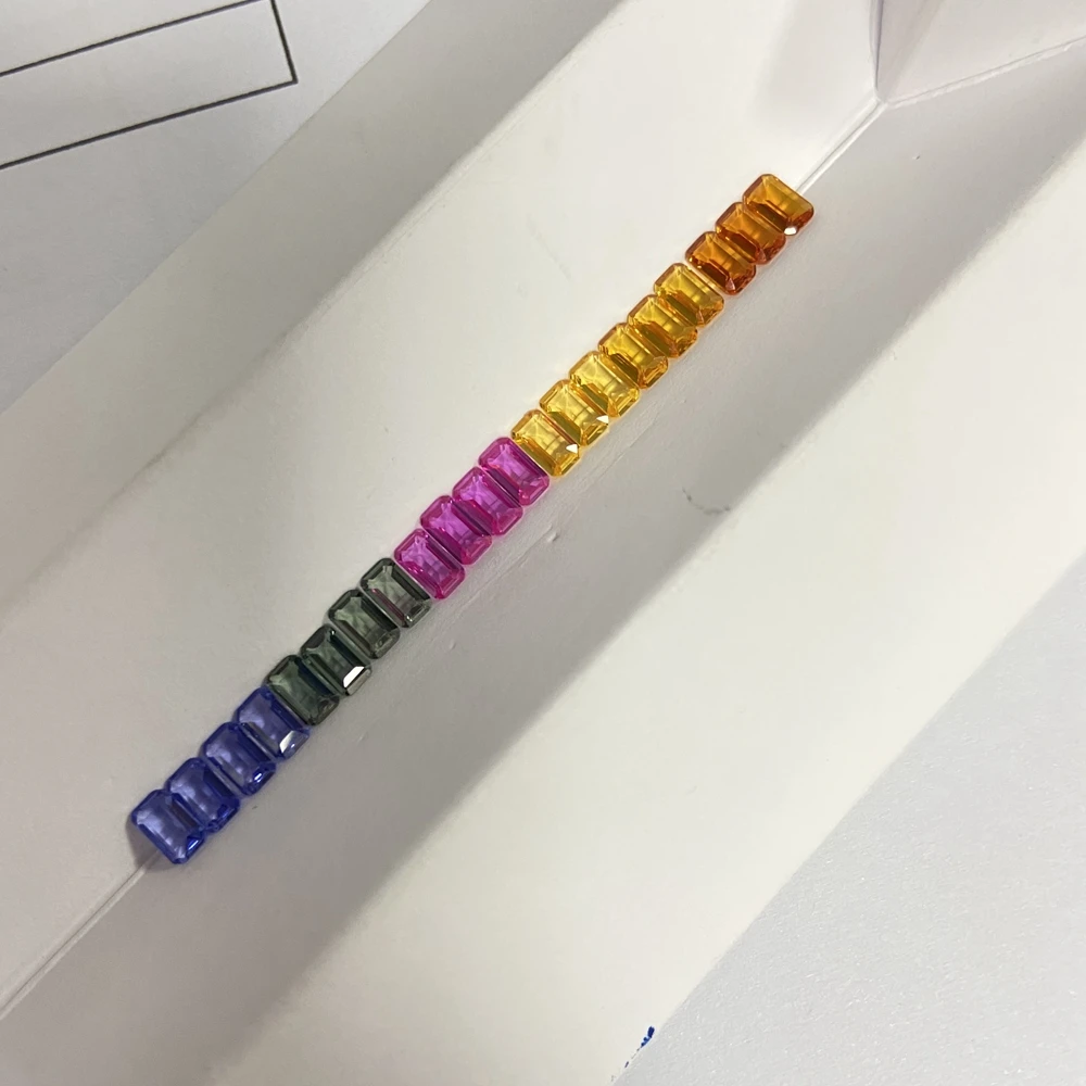 Meisidian Emerald Cut 3x5mm Rainbow Lab Sapphire Baguette Loose Gemstone For Ring Making