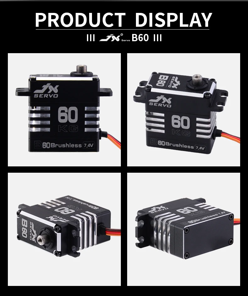JX B60 60 кг с высоким крутящим моментом, полностью металлический корпус, металлическая шестерня, бесщеточный сервопривод для радиоуправляемой машины, радиоуправляемая модель